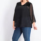 Top plus size de veludo com bolinhas suíças e jugo feminino Style &amp; Co, preto, tamanho 2X