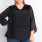Top plus size de veludo com bolinhas suíças e jugo feminino Style &amp; Co, preto, tamanho 1X