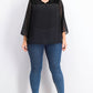 Top plus size de veludo com bolinhas suíças e jugo feminino Style &amp; Co, preto, tamanho 1X