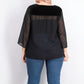 Top plus size de veludo com bolinhas suíças e jugo feminino Style &amp; Co, preto, tamanho 1X