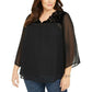 Top plus size de veludo com bolinhas suíças e jugo feminino Style &amp; Co, preto, tamanho 3X