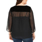Top plus size de veludo com bolinhas suíças e jugo feminino Style &amp; Co, preto, tamanho 3X