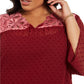 Top plus size de veludo com bolinhas suíças e jugo feminino Style &amp; Co, vermelho, tamanho 2, extra grande