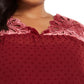 Top plus size de veludo com bolinhas suíças e jugo feminino Style &amp; Co, vermelho, tamanho extra grande