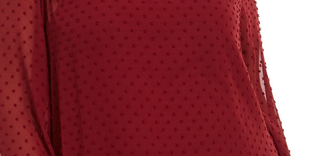 Top plus size de veludo com bolinhas suíças e jugo feminino Style &amp; Co, vermelho, tamanho extra grande