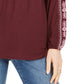 Blusa feminina bordada com decote redondo, tamanho grande, roxa, estilo &amp; co