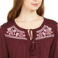 Blusa feminina estilo &amp; co floral manga longa com decote em V, roxa, tamanho pequeno