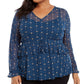 Blusa de malha com babados na frente plus size feminina Style &amp; Co, azul, tamanho OX