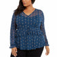 Blusa de malha com babados na frente plus size feminina Style &amp; Co, azul, tamanho 3X
