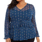 Top de malha com babados na frente plus size feminino Style &amp; Co, verde, tamanho 4X