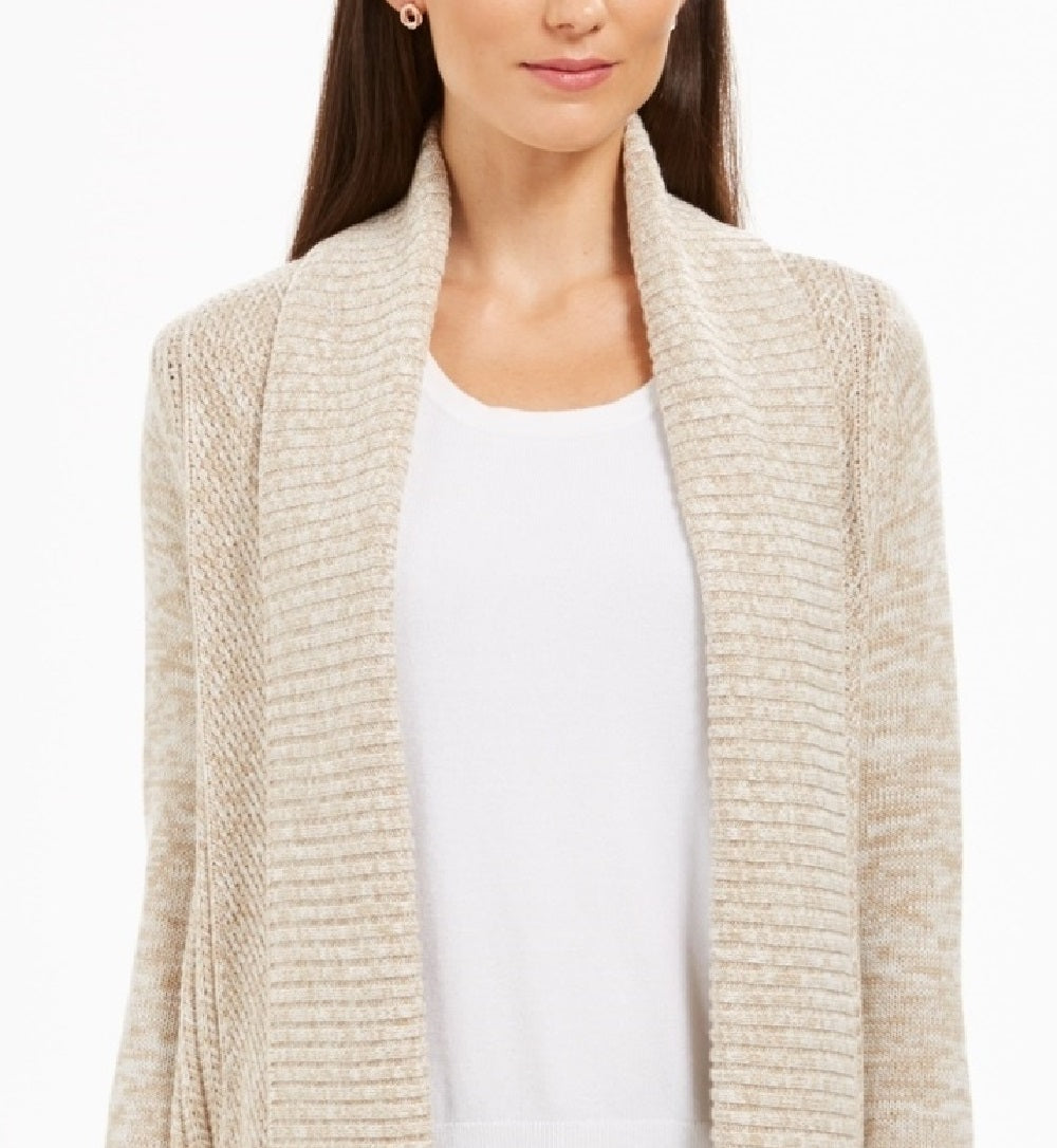 Cardigan feminino com gola xale mesclada Charter Club, tamanho grande, bege médio
