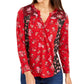 Blusa feminina com estampa floral e botões, tamanho pequeno a grande, estilo &amp; co