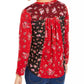Blusa feminina com estampa floral e botões, tamanho pequeno a grande, estilo &amp; co