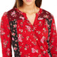 Blusa feminina com estampa floral e botões, tamanho pequeno a grande, estilo &amp; co