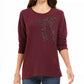 Moletom Feminino Embelezado Whimsy da Style &amp; Co, Tamanho Médio, Roxo