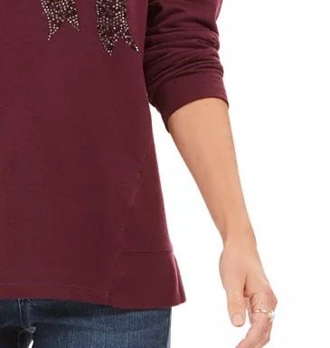 Moletom Feminino Embelezado Whimsy da Style &amp; Co, Tamanho Médio, Roxo