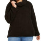 Suéter feminino plus size com gola alta e sherpa sintética estilo &amp; co, preto, tamanho extra grande