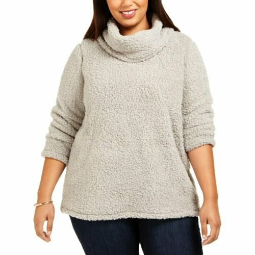 Suéter feminino plus size com gola alta e sherpa sintética estilo &amp; co, Misty Harbor, tamanho 2X