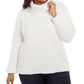 Suéter feminino plus size com gola alta e sherpa sintética estilo &amp; co, branco, tamanho 2X