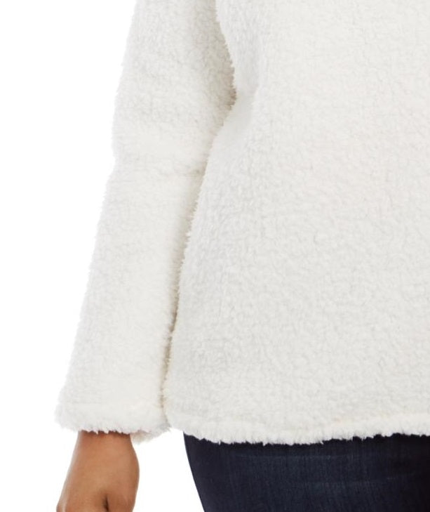 Suéter feminino plus size com gola alta e sherpa sintética estilo &amp; co, branco, tamanho 2X