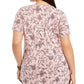 Top feminino plus size de algodão estampado com decote em V, tamanho 0X, vermelho, estilo &amp; co