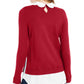 Suéter feminino Maison Jules com gola recortada e aparência em camadas, vermelho brilhante, tamanho X-S