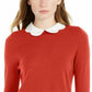 Suéter feminino Maison Jules com gola recortada e aparência em camadas, vermelho brilhante, tamanho X-S