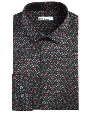 Camisa social masculina Bar III preta elástica tamanho 14,5 x 32-33