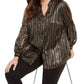 Blusa feminina Alfani Plus Size listrada com decote aberto, preta, tamanho 0X