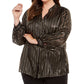 Blusa feminina Alfani Plus Size listrada com decote aberto, preta, tamanho 0X