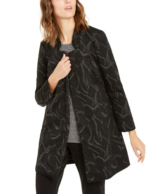 Jaqueta Alfani Feminina com Estampa Metálica Jacquard Preta Tamanho Médio