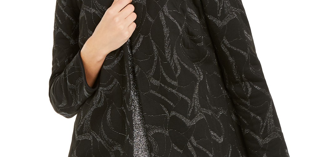 Jaqueta Alfani Feminina com Estampa Metálica Jacquard Preta Tamanho Médio