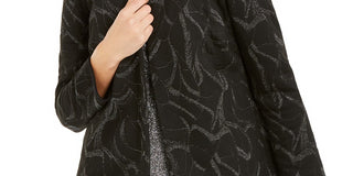 Jaqueta Alfani Feminina com Estampa Metálica Jacquard Preta Tamanho Médio