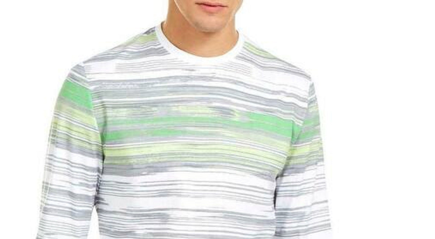 Camiseta listrada masculina Alfani cinza tamanho grande