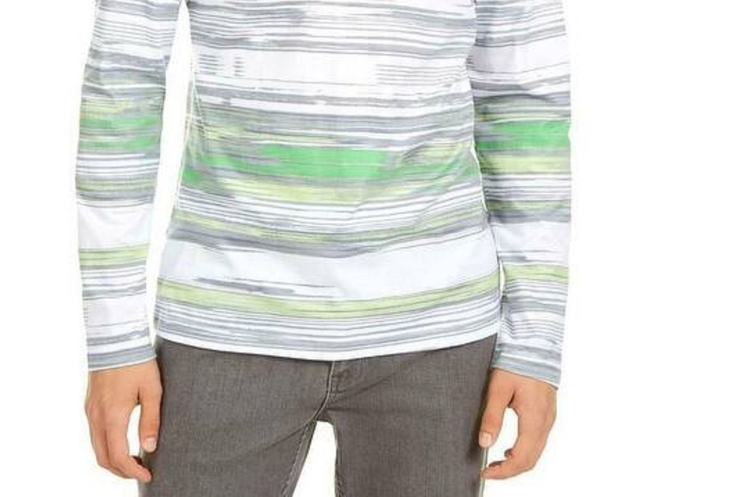 Camiseta listrada masculina Alfani cinza tamanho grande