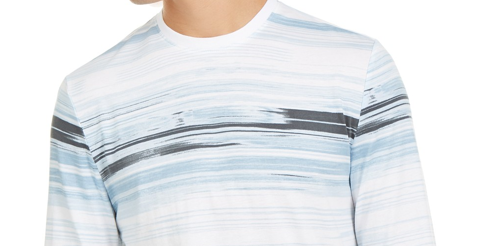 Camiseta listrada masculina Alfani, tamanho extra grande, branca