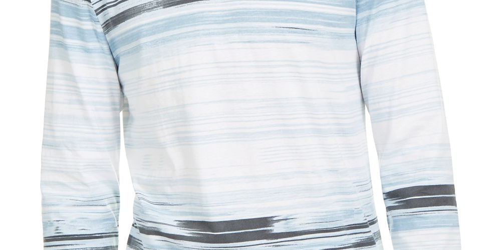 Camiseta listrada masculina Alfani, tamanho extra grande, branca