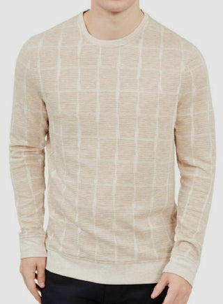Alfani Men's Jacquard Grid Sweatshirt Vanilla Size Large
