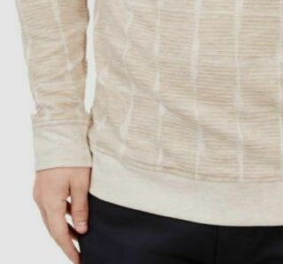 Moletom Alfani Masculino Jacquard Grid Baunilha Tamanho Grande