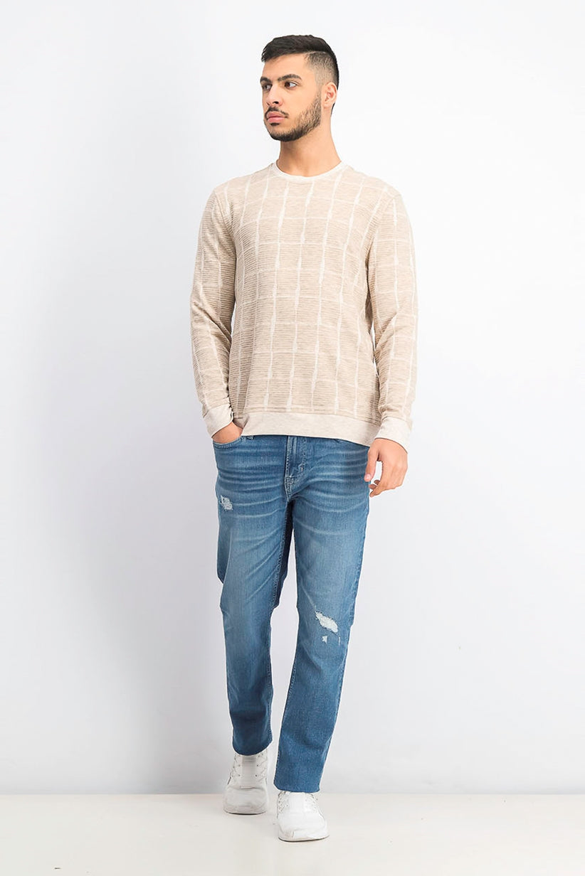 Moletom Alfani Masculino Jacquard Grid Azul Tamanho P