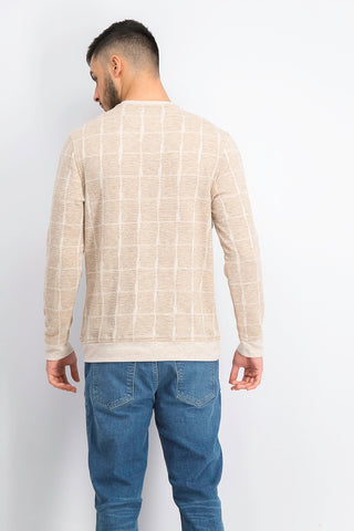 Moletom Alfani Masculino Jacquard Grid Azul Tamanho P