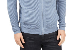 Cardigan texturizado com zíper frontal Alfani masculino, azul, tamanho médio