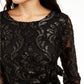Alfani Top Feminino Petite Velvet-Burnout com Amarração Lateral Preto Tamanho P