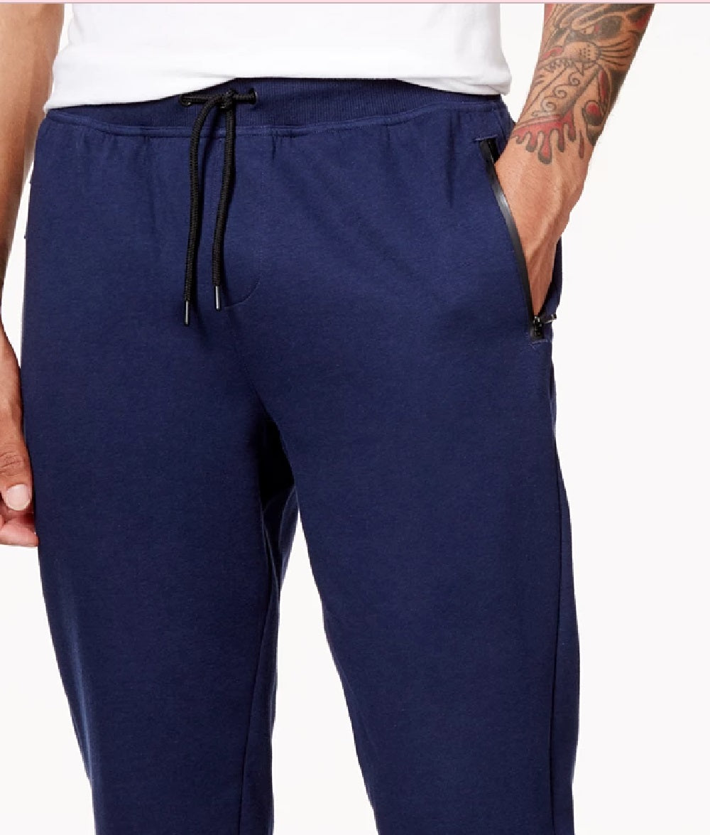 Calça de moletom masculina ID Ideology com bainha aberta e capuz azul escuro, tamanho XX-G