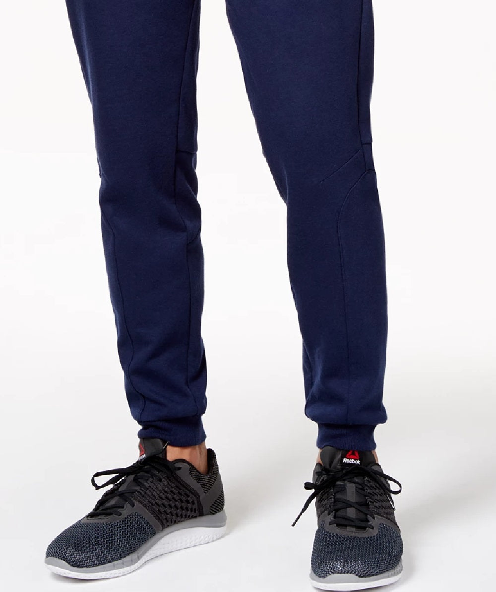 Calça de moletom masculina ID Ideology com bainha aberta e capuz azul escuro, tamanho XX-G
