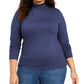 Blusa plus size lisa gola alta feminina Style &amp; Co, azul, tamanho 3, extra grande