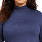 Blusa plus size lisa gola alta feminina Style &amp; Co, azul, tamanho 3, extra grande