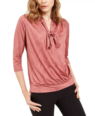 Alfani Women's Tie-Neck Surplice Top Med Pink Size XX-Large
