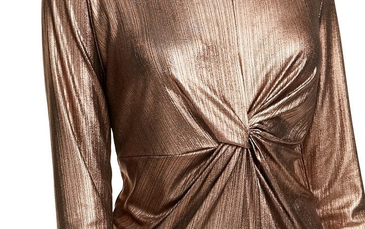 Top Alfani Feminino Metálico com Torção Frontal Cinza Escuro Tamanho Grande