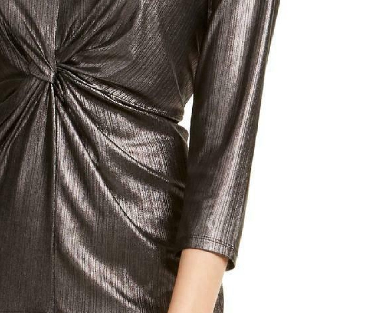 Top feminino Alfani com torção frontal metálica, cor carvão, tamanho extra grande